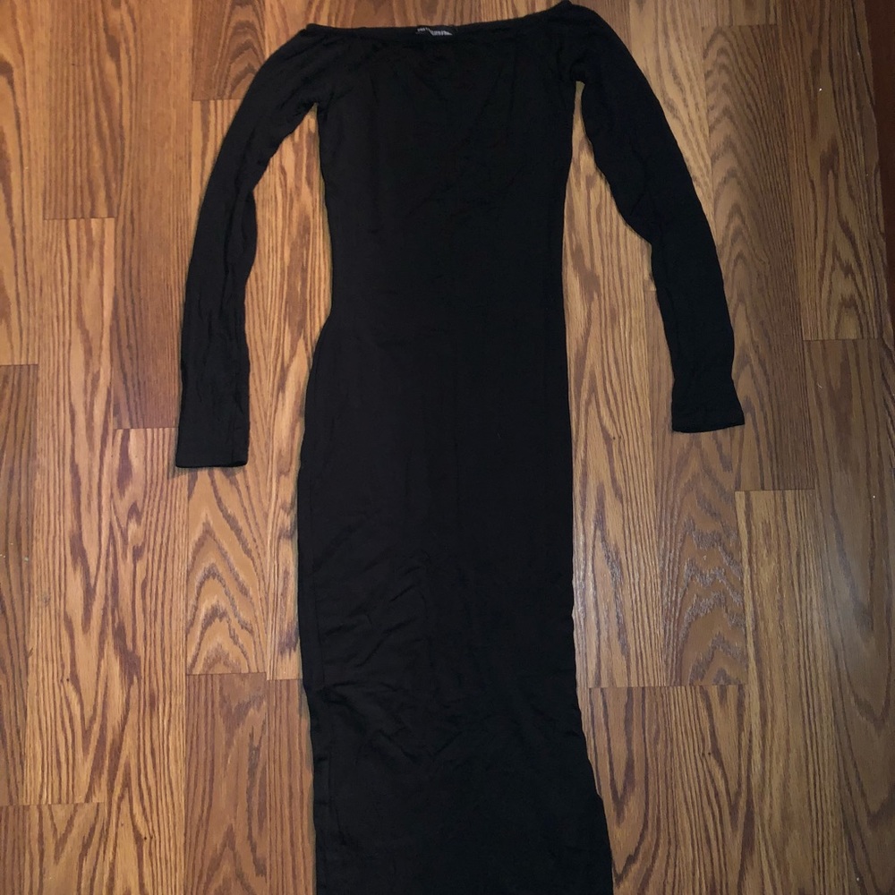 Black maxi off the shoulder dress